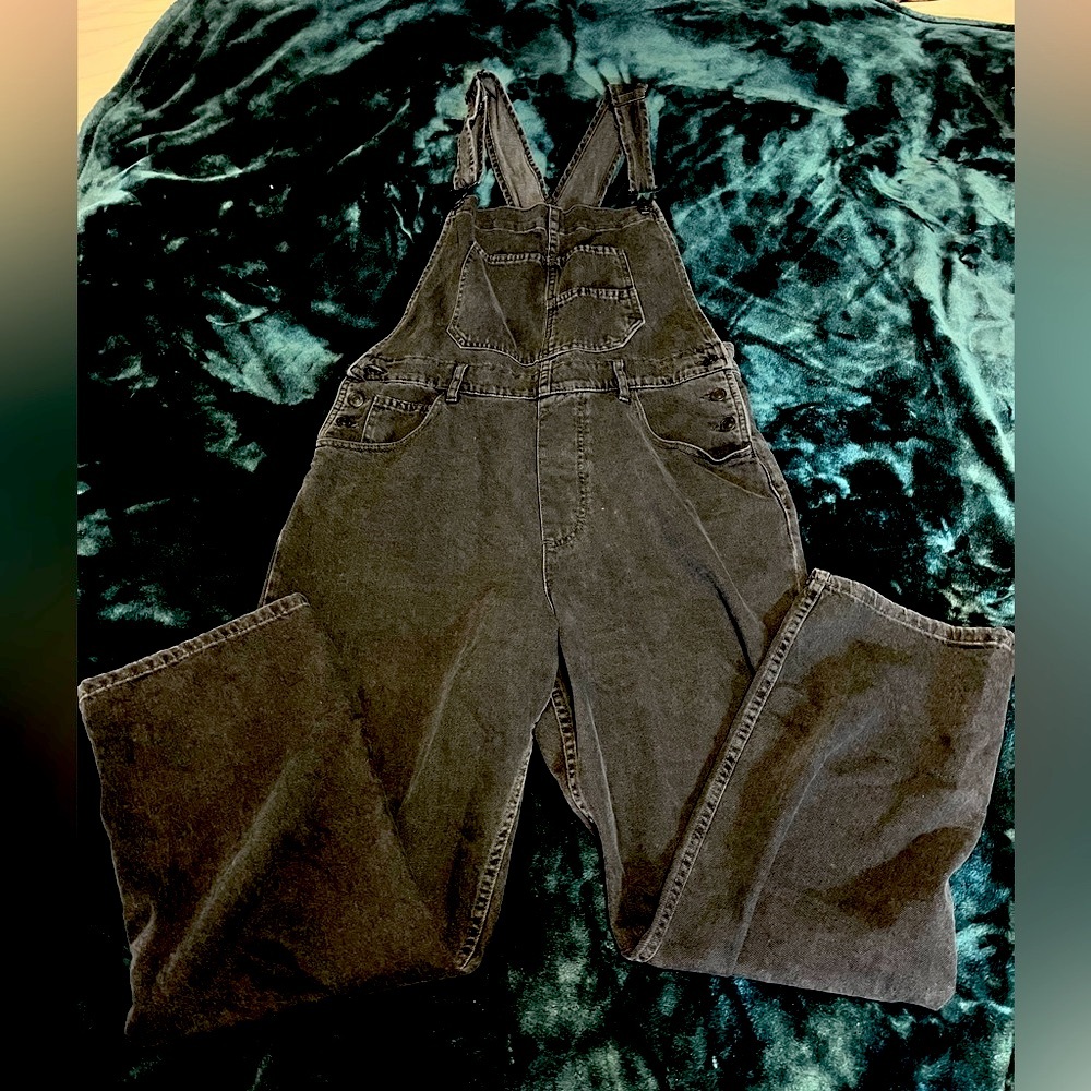 We The Free Ziggy Mineral Black Washed Denim Overalls L - Picture 2 of 8